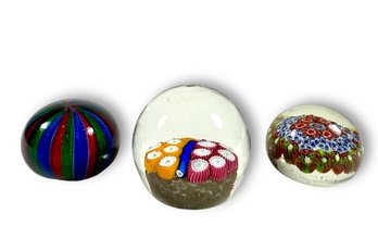 Grouping Of (3) Italian Murano Paperweights