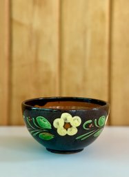 Terracotta Hand-Painted Floral Bowl