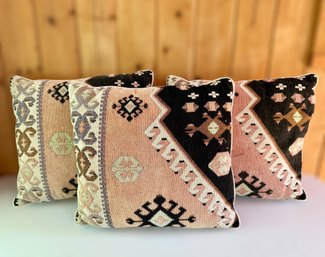 Lot Of (3) Kilim Style Throw Pillows