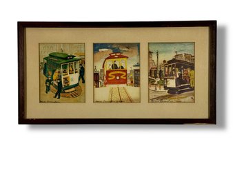 Marion Cunningham (1908-1948) Framed Triptych Cable Car Etchings