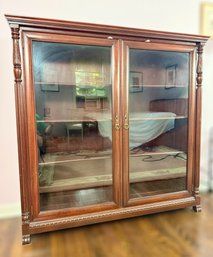 Mahogany 2-Door Glass Display Cabinet