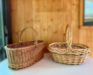 Lot Of (2) Handled Wicker Baskets