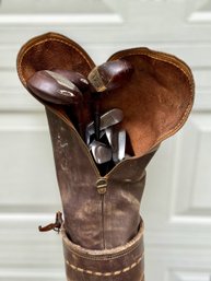 Set Of Antique Golf Clubs & Golf Bag