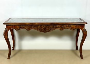 Carved Glass Top Console/Sofa Table