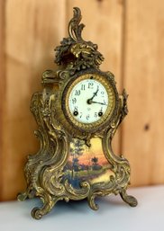19th C. Hand-Painted Ansonia Mantle Clock