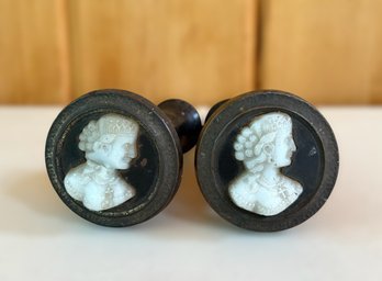 (2) 19th C. Cameo Screw-in Curtain Tie-Back
