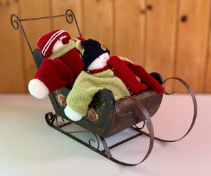 Holiday Sled Decoration & (2) Snowmen