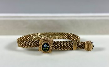 19th C. Victorian Slide Bracelet With Hand Painted Floral