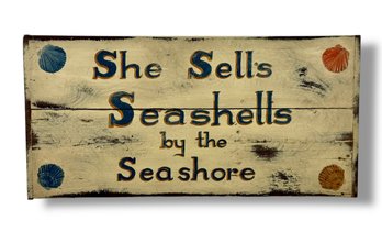 Hand-Painted 'Seashell' Wooden Sign