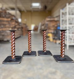(4) Art Deco Turned Mahogany Table Bases