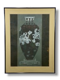 Large Oriental Vase Lithograph By Karen Chambellain