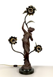 Art Nouveau Figural Lamp With Marble Base
