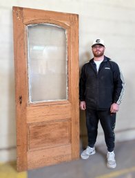 19th C. Pine Door With Glass Window