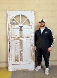 20th C. Arched 4-Lite Craftsman Style Door