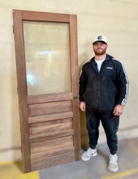 1920s Douglas Fir 3-Panel Half Glass Door
