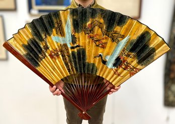 Hand-Painted Artwork On Gilted Chinese Fan