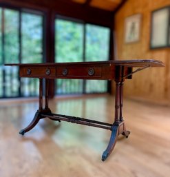 20th C. Mahogany Drop Leaf Console Table