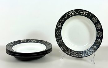 (4) 1960s Japanese Bowls By Habitat - Scraffito Design Pattern