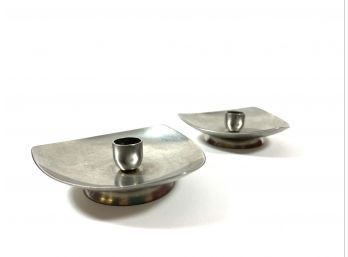 Pair Of Danish Made - KALMAR - Steel Candle Holders (2)