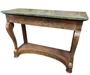 Console With Front Drawer And Faux Green Marble Top