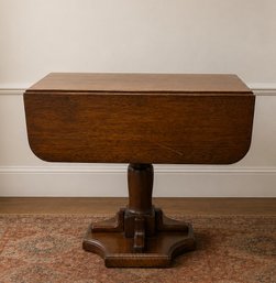 Antique Pedestal Drop Leaf Table