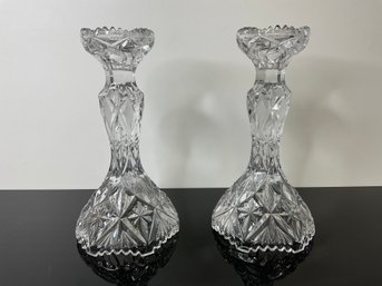 Heavy Cut Crystal Candlesticks