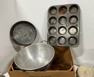 Collectable Kitchenware Lot Incl Tinware / Aluminum/ Copper  & Crockery
