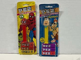Vintage Pez Dispensers  Spider-Man And Barney Flintstone