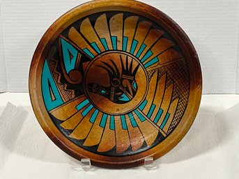 Indian Design Pottery Bowl.  Signed By Artist