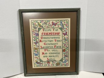 Sampler Handstitched Friendship Saying