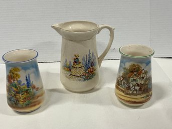 Falcon Ware Pottery Lot Of 3 Pcs