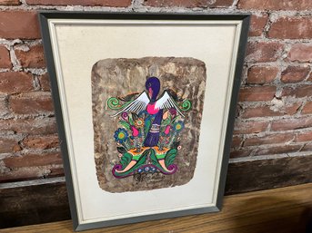 Mexican Art  Hand Decorated Bark Tree Bark Sgnd Martinez