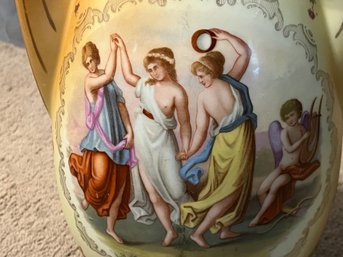 Lg Porcelain Vase  With A Neoclassical Design Of Woman Dancing  Possibly Austrian