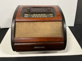 Philco MCM Deco Style AM Radio/ Phono Untested Plug Cut Off