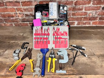 Tool Box FULL Of Nuts, Bolts, Nails, Drill Bits And Tools Galore