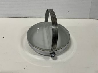 Signed Chase MCM Chrome Handled 2 Sided Candy Dish