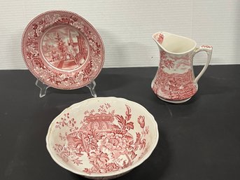 Alfred Meakin And Johnson Bros Red And White Ironstone Ware