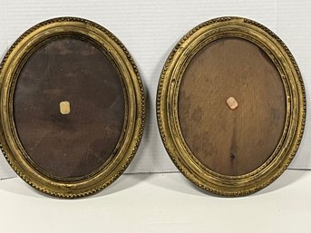 Early Gold Gilt Oval Frames With Wood Backs