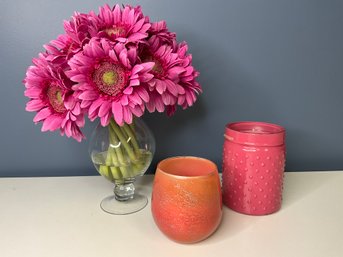 Pink Flowers & Candles