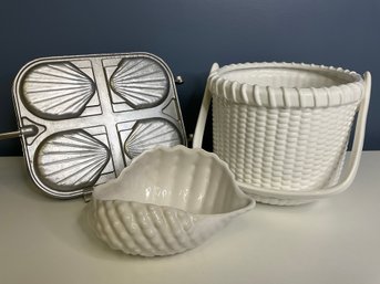 White Beachy Decor And Waffle  Pan
