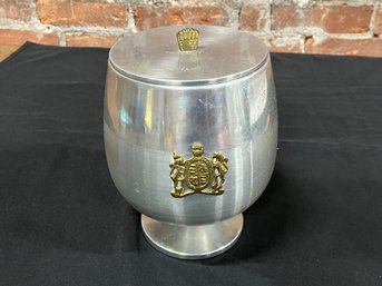 Aluminum Ice Bucket With Coat Of Arms - Needs Cleaning