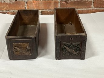 Pr Of Early Sewing Machine Drawers With Ornate Handles