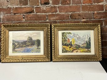 Pr Of Prints In Nice Frames  See Close Up Photos For Titles And Info.  1 Has Staining