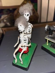 Day Of The Dead Artisan Hand Made Figures. Made In Mexico    Hairdresser And  Tailor At Sewing Machine
