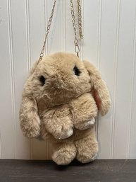 Adorable Tan Furry Rabbit Pocketbook Backpack - NEW