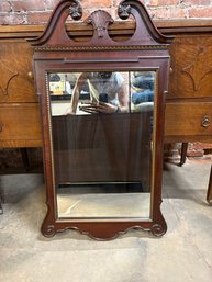 Mahogany Mirror With Shell Carved Crest