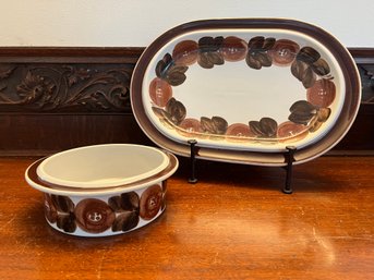 Arabia Of Finland Rosmarin Stoneware Serving Platter And Bowl