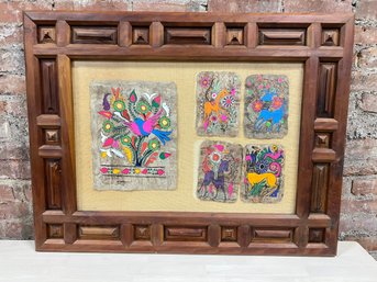 Mexican Amate Bark Painting In Wood Frame