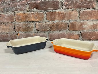 Two Le Creuset Stoneware Classic Rectangular Glazed Dishes