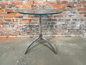 Glass Top Chrome Tree Bottom Table